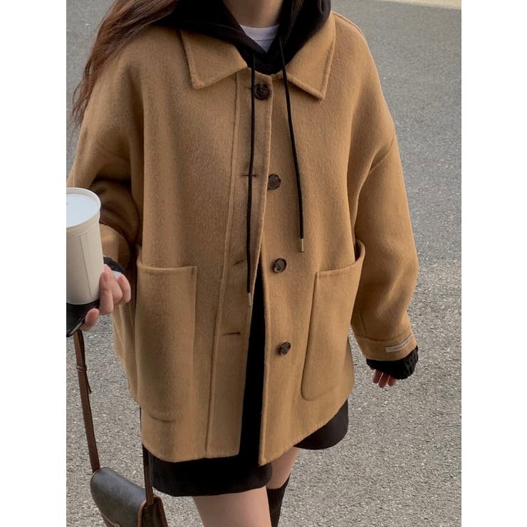 ブラウン | 襟付きシングルブレストメルトンジャケット | Ulysses