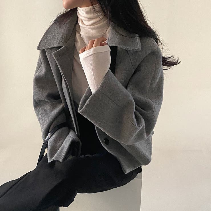 グレー | 襟付きメルトンショートジャケット | Ulysses