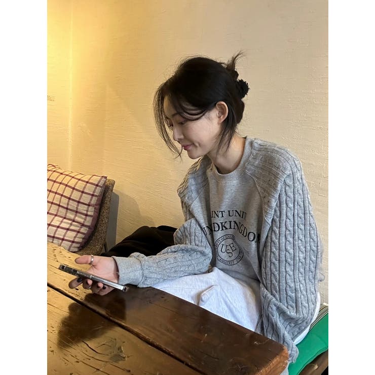 ニット切り替えスウェットオーバーサイズロゴスウェットトップス | Ulysses | 詳細画像7 