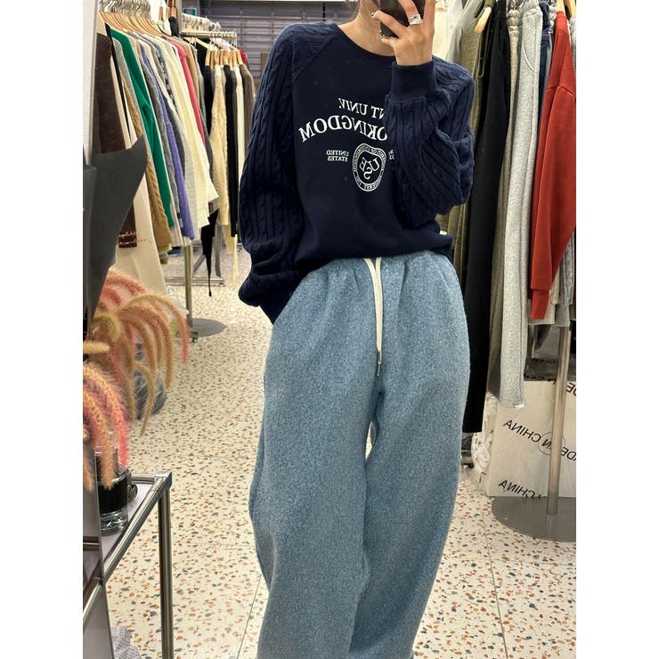 ニット切り替えスウェットオーバーサイズロゴスウェットトップス | Ulysses | 詳細画像9 