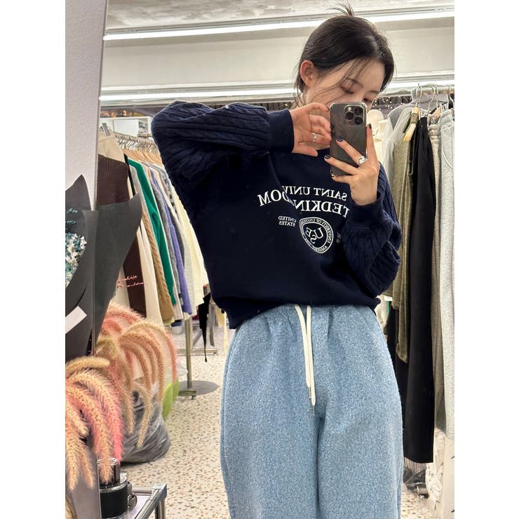 ニット切り替えスウェットオーバーサイズロゴスウェットトップス | Ulysses | 詳細画像11 