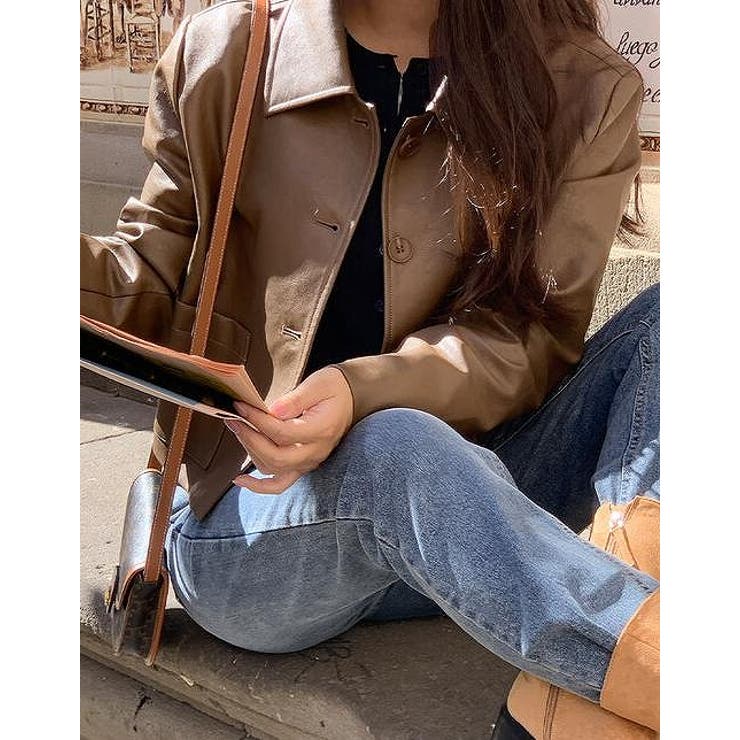 襟付きシングルブレスト合成皮革ジャケット | Ulysses | 詳細画像2 