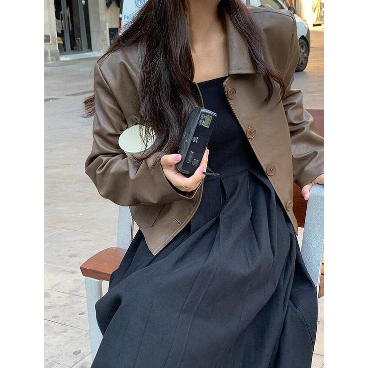 襟付きシングルブレスト合成皮革ジャケット | Ulysses | 詳細画像4 