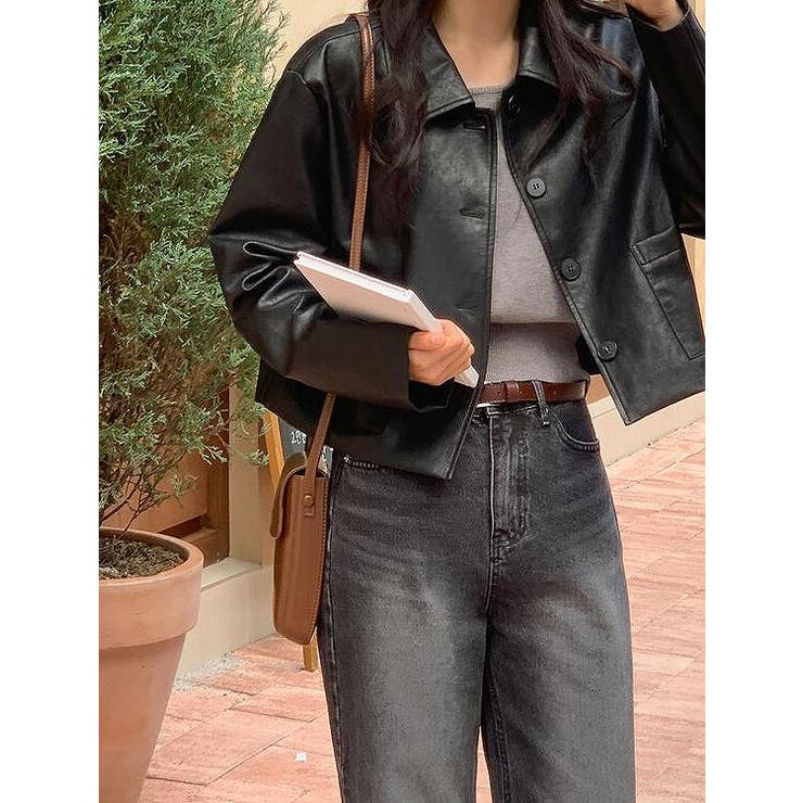 襟付きシングルブレスト合成皮革ジャケット | Ulysses | 詳細画像8 