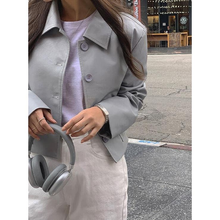 襟付きシングルブレスト合成皮革ジャケット | Ulysses | 詳細画像10 