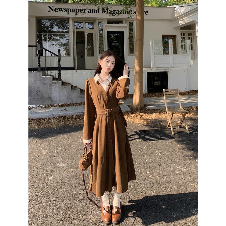 ブラウン | レイヤード風リボンワンピース | Ulysses