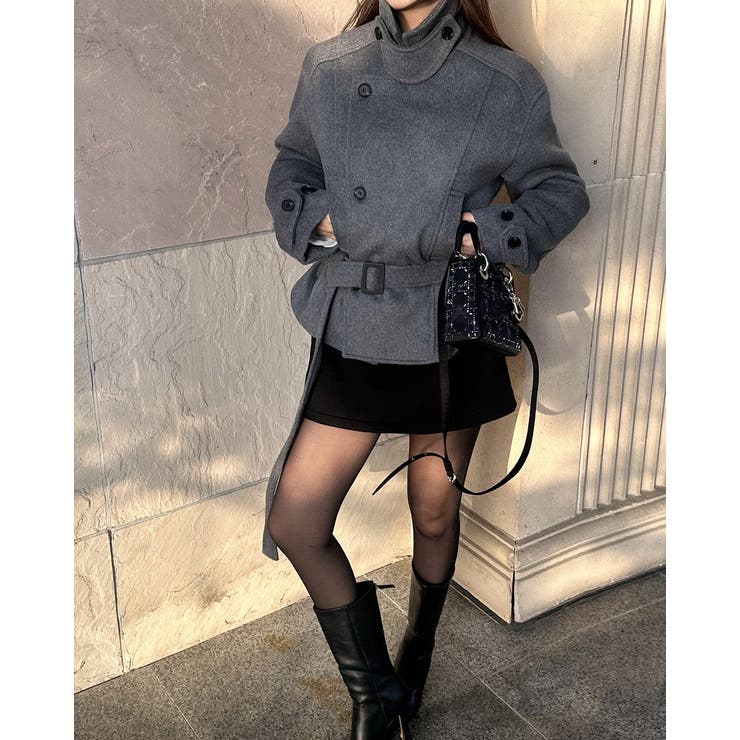 グレー | リボンスタンドカラーメルトンジャケット | Ulysses