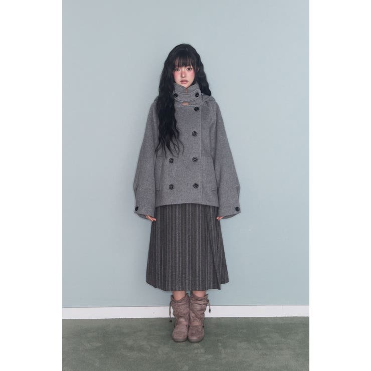 フード付きダブルブレストメルトンジャケット | Ulysses | 詳細画像1 