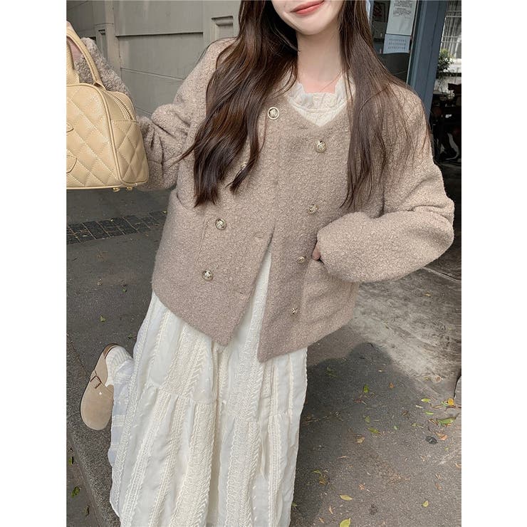 モカ | ノーカラーダブルブレストジャケット | Ulysses