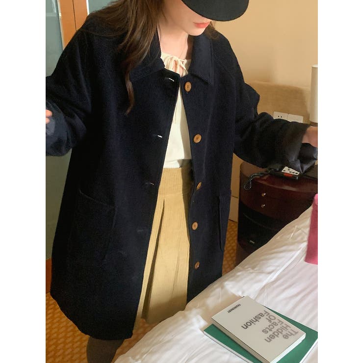 ネイビー | 襟付きコーデュロイシングルブレストジャケット | Ulysses