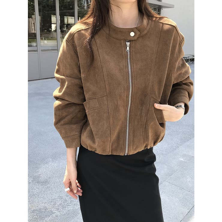 ブラウン | 鹿の毛皮の綿毛ショートジャケット | Ulysses