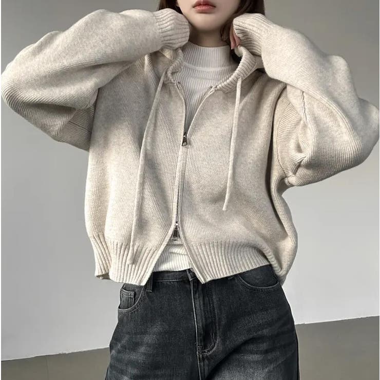 ニットフード付きダブルジップジャケット | Ulysses | 詳細画像2 