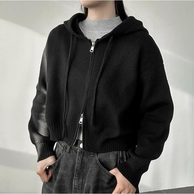 ニットフード付きダブルジップジャケット | Ulysses | 詳細画像5 