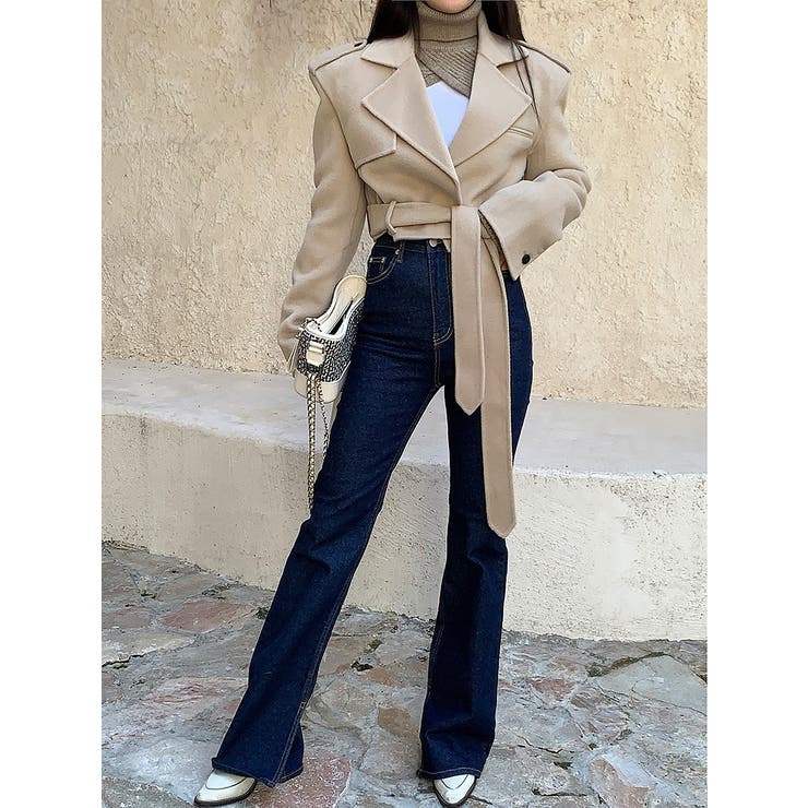 ベージュ | リボンショートメルトンジャケット | Ulysses