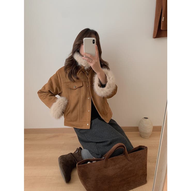 クルーネックシングルブレストフェイクスエードジャケット | Ulysses | 詳細画像1 