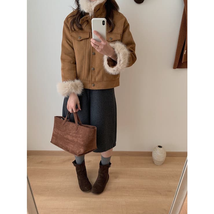 クルーネックシングルブレストフェイクスエードジャケット | Ulysses | 詳細画像2 