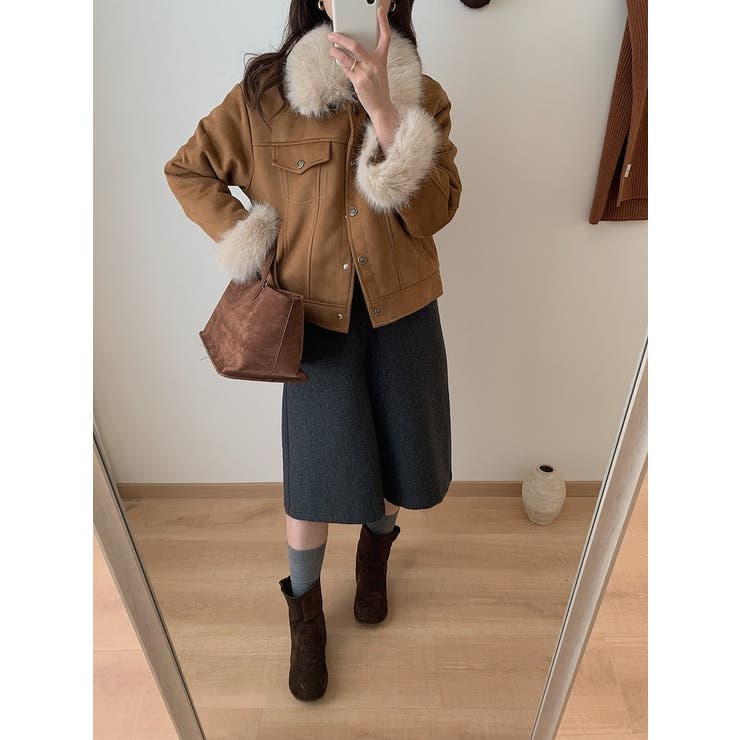 クルーネックシングルブレストフェイクスエードジャケット | Ulysses | 詳細画像4 