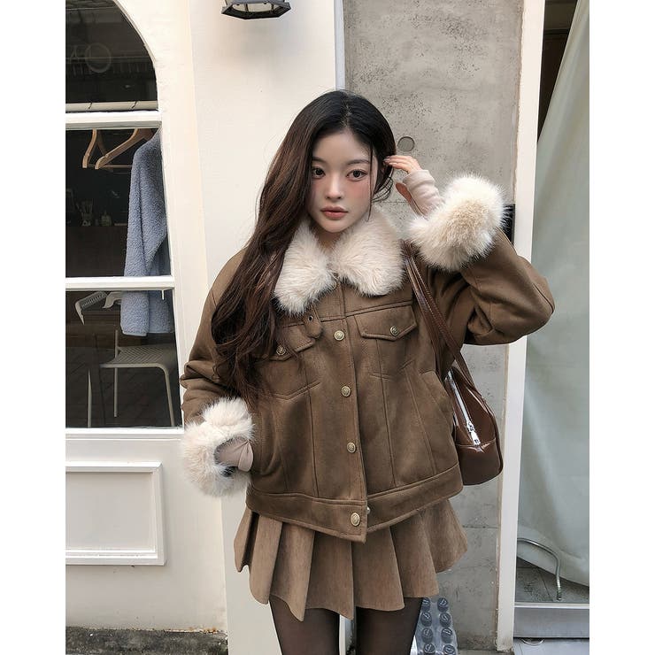 クルーネックシングルブレストフェイクスエードジャケット | Ulysses | 詳細画像5 