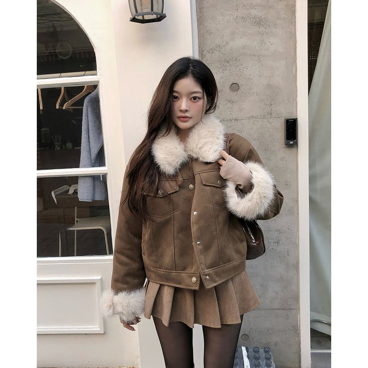 クルーネックシングルブレストフェイクスエードジャケット | Ulysses | 詳細画像6 