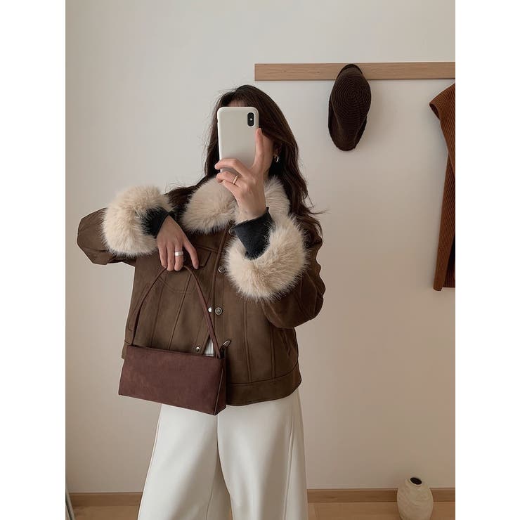 クルーネックシングルブレストフェイクスエードジャケット | Ulysses | 詳細画像7 