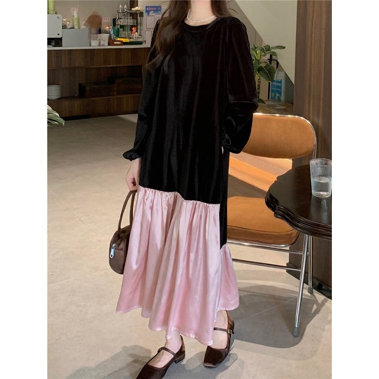 ピンク | 切り替えベルベットワンピース | Ulysses