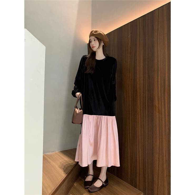 切り替えベルベットワンピース | Ulysses | 詳細画像1 