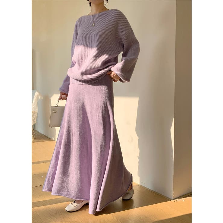 パープル | ニットトップススカートセットアップ | Ulysses