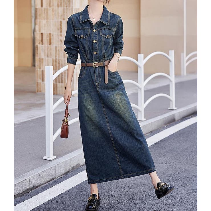 ブルー | 長袖デニムワンピース | Ulysses