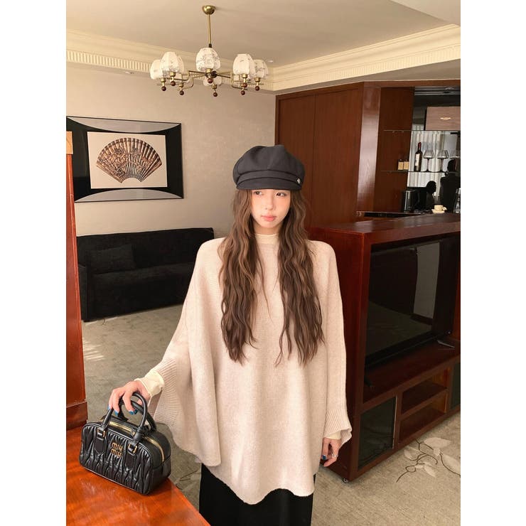 ベージュ | ニットポンチョ | Ulysses