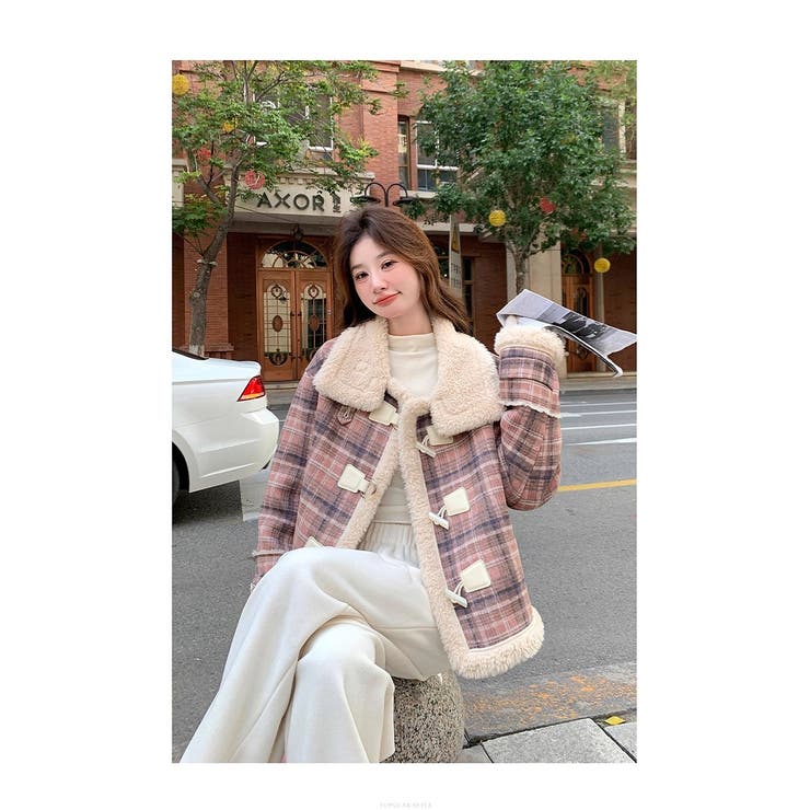 ショートチェック柄ボアジャケット | Ulysses | 詳細画像1 