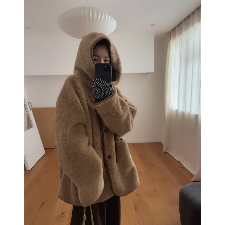 フード付きフェイクムートンジャケット | Ulysses | 詳細画像2 