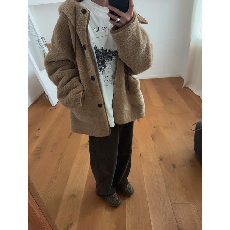 フード付きフェイクムートンジャケット | Ulysses | 詳細画像4 