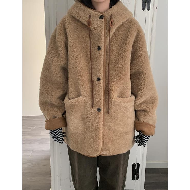 フード付きフェイクムートンジャケット | Ulysses | 詳細画像8 