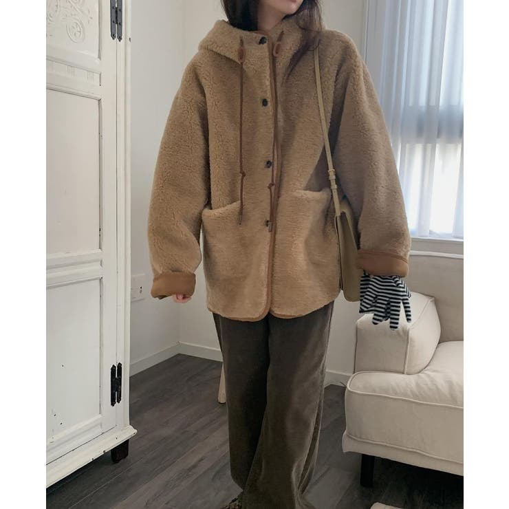 フード付きフェイクムートンジャケット | Ulysses | 詳細画像9 