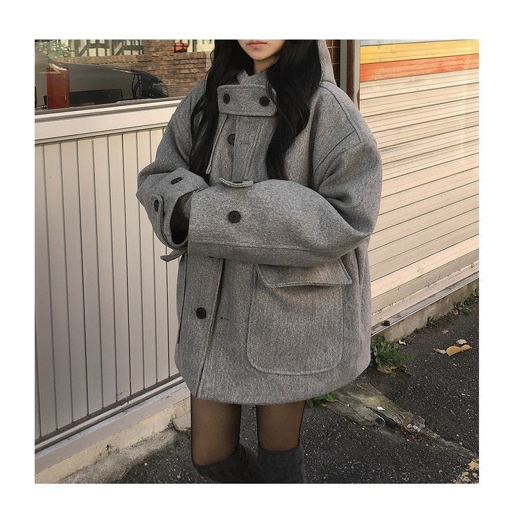 グレー | フード付きシングルブレストメルトンジャケット | Ulysses