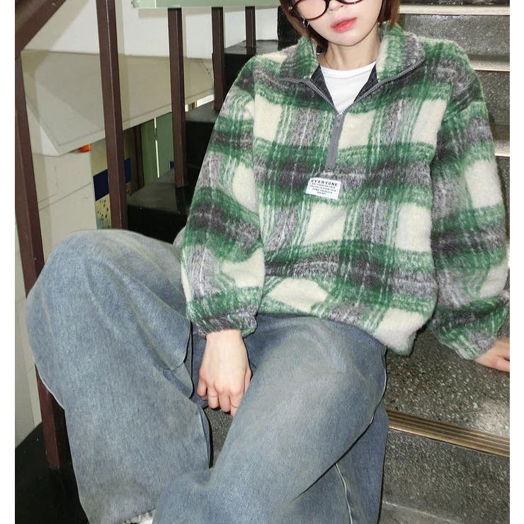 チェック柄スワンネックトップス | Ulysses | 詳細画像1 