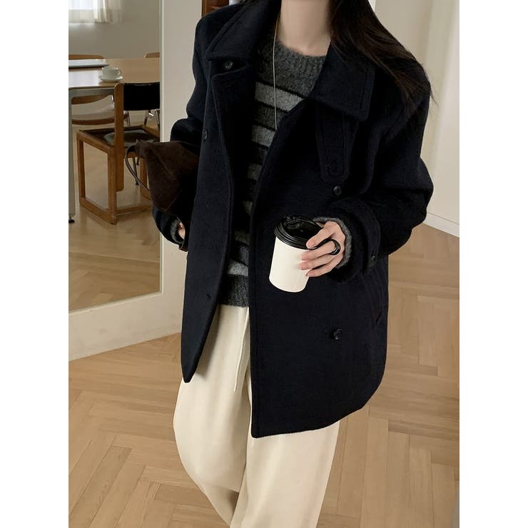 ダークブルー | スタンドカラーダブルブレストメルトンジャケット | Ulysses