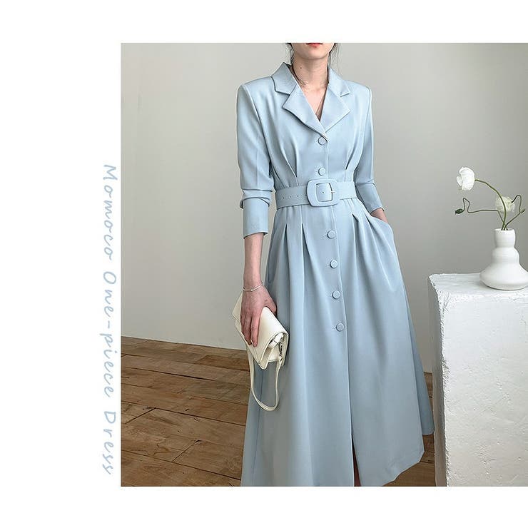 ロング襟付きシングルブレストワンピース | Ulysses | 詳細画像8 