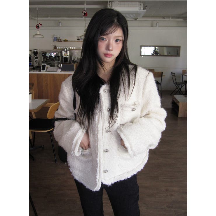 ベージュ | ショートクルーネックシングルブレストジャケット | Ulysses