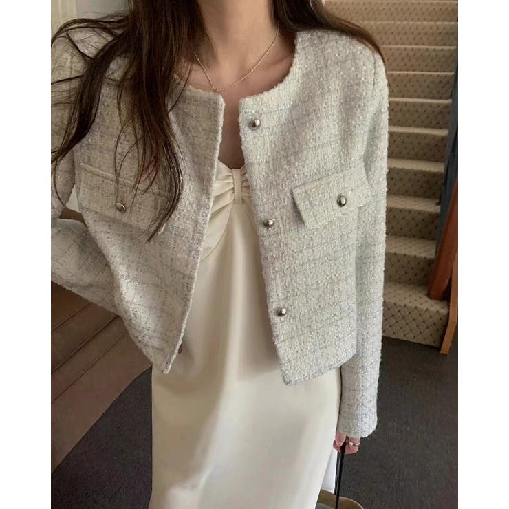 ライトグレー | ショートクルーネックシングルブレストジャケット | Ulysses