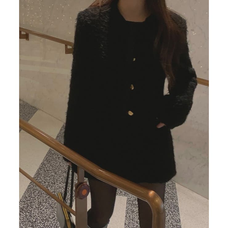 ブラック | クルーネックシングルブレストジャケット | Ulysses