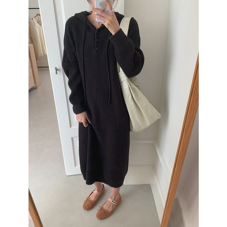 ニットフード付きワンピース[品番：NTRW0012372]｜Ulysses（ユリシス