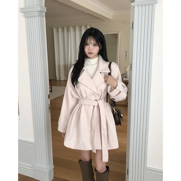 ベージュ | リボンスタンドカラーメルトンジャケット | Ulysses