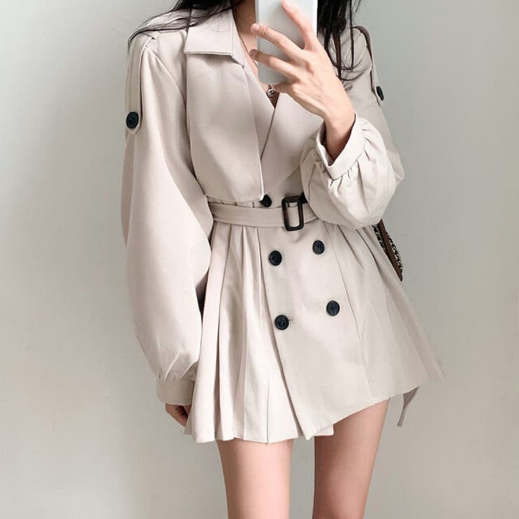 ベージュ | リボンプリーツダブルブレストジャケット | Ulysses