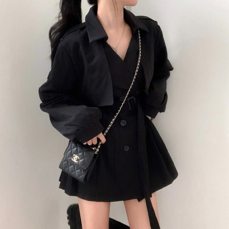 ブラック | リボンプリーツダブルブレストジャケット | Ulysses