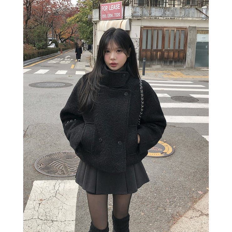 ブラック | スタンドカラーダブルブレストショートジャケット | Ulysses