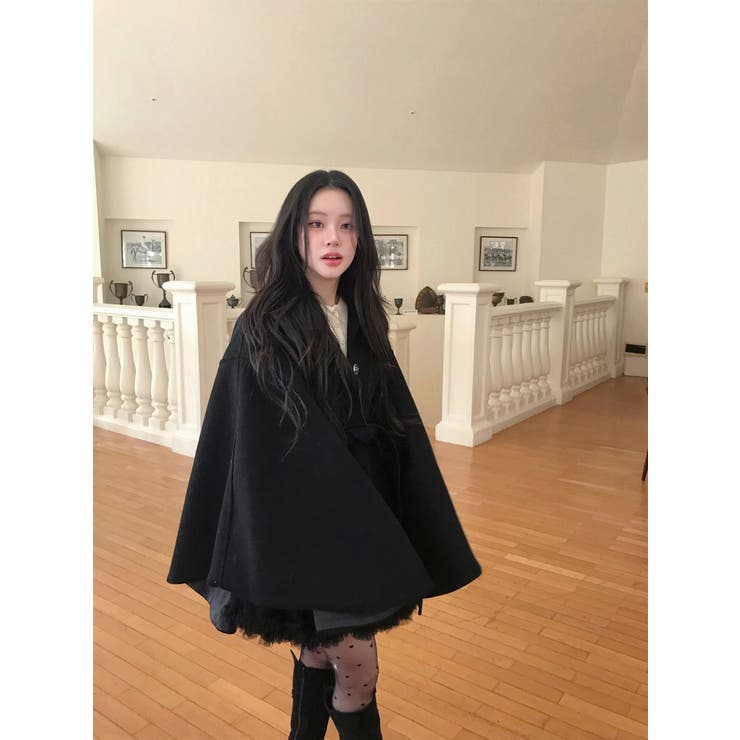 ブラック | リボンメルトンポンチョジャケット | Ulysses