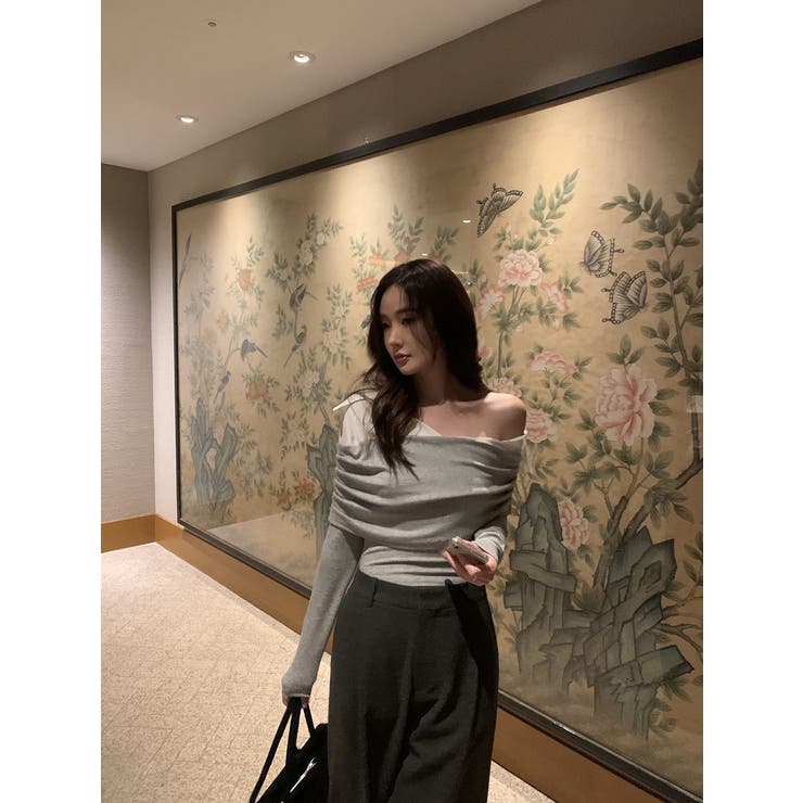 襟付き切り替えオフショルダートップス | Ulysses | 詳細画像2 