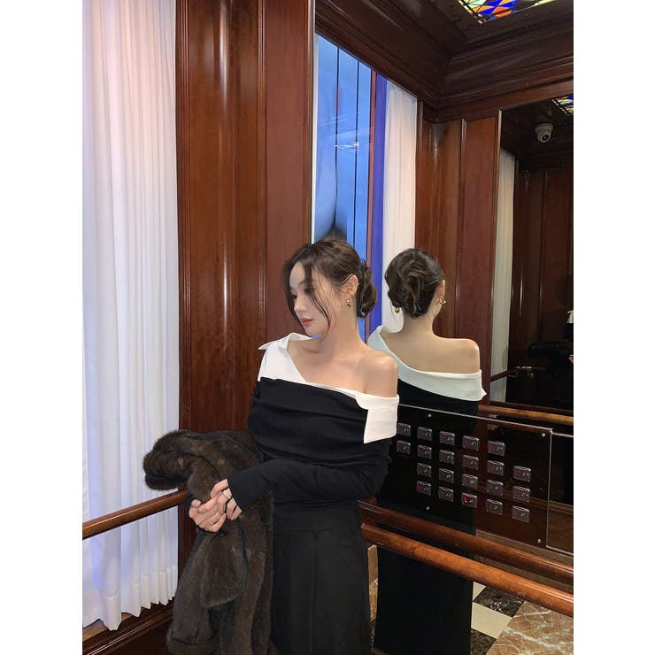 襟付き切り替えオフショルダートップス | Ulysses | 詳細画像7 