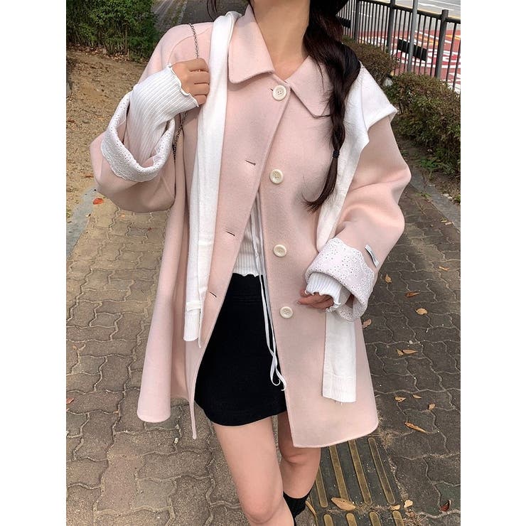 ピンク | 襟付きシングルブレストメルトンジャケット | Ulysses